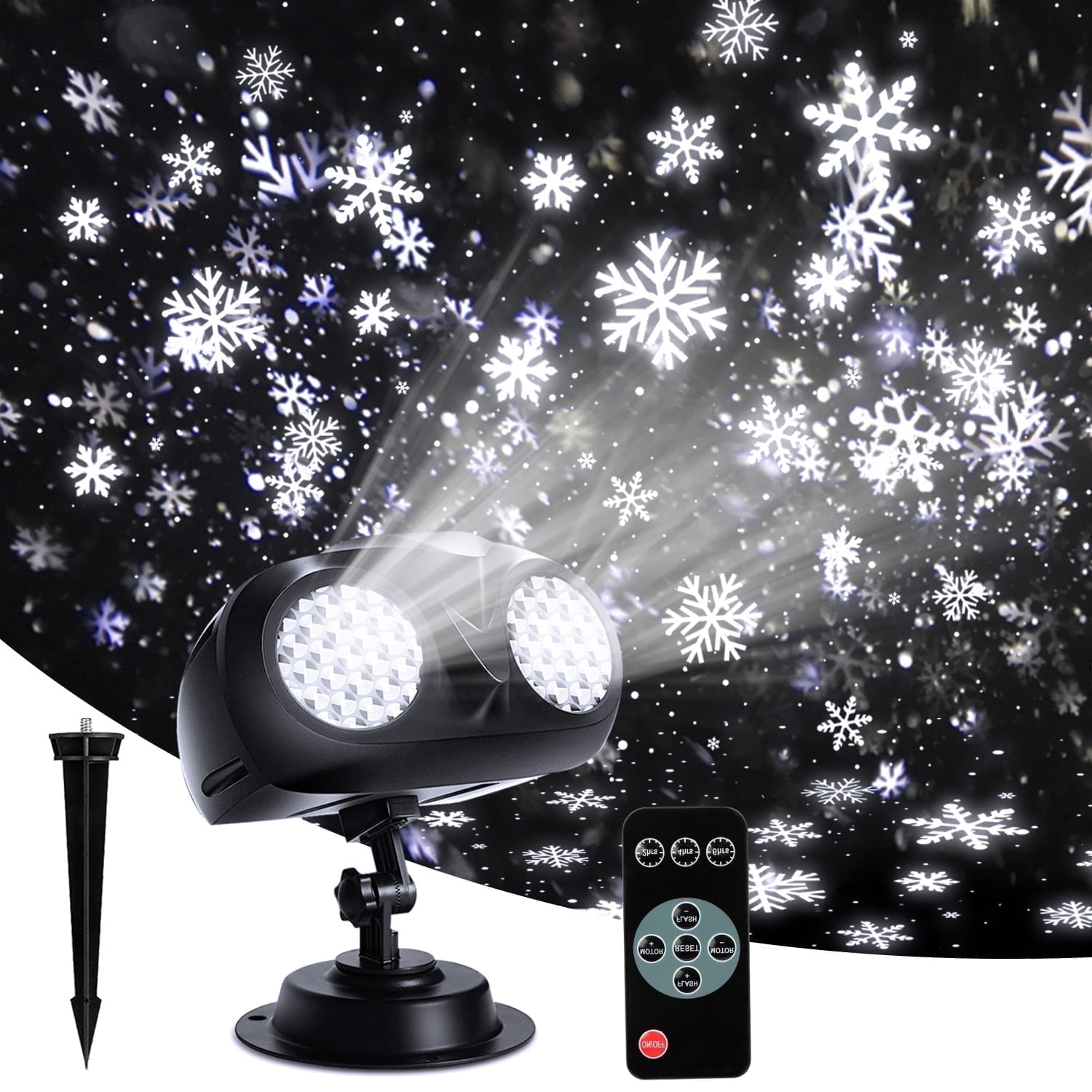 GALAPROX Christmas Snowflake Light Projector Outdoor, 2025 Upgraded Brightness Snowfall Spotlight Lamp with Remote