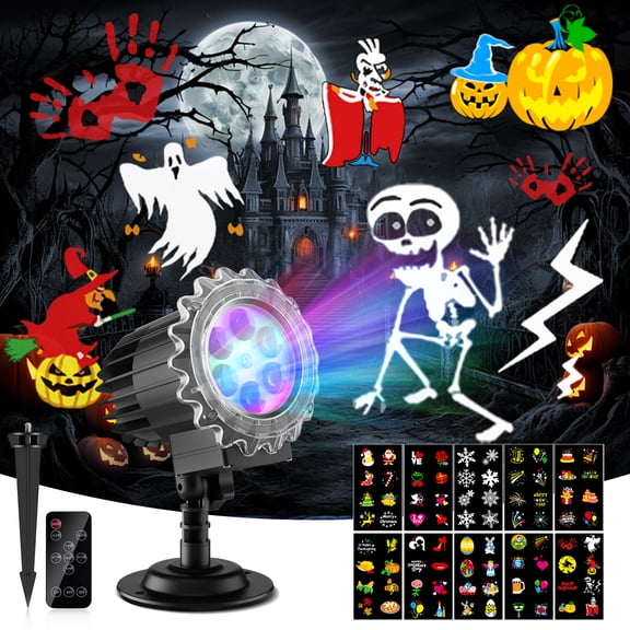 GALAPROX Christmas Halloween Snowflake Projector Lights Outdoor, 2025 Latest Holiday Decoration with 10 Holiday Slides | 80 Patterns
