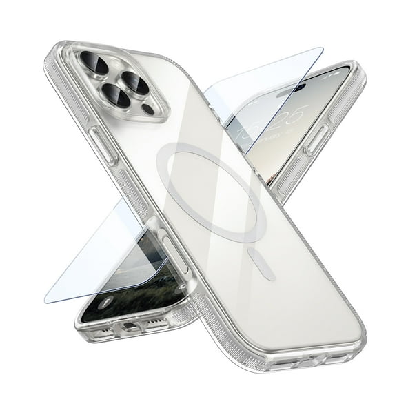 GALAPROX Clear Magnetic for iPhone 16 Pro Case 6.3'' 2024, Military Protective Never Yellowing Cover with Screen Protector-Gray