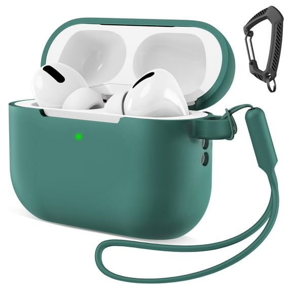 GALAPROX Compatible with AirPods Pro 3 Case with Keychain/Hand Strap, Pro 3rd Generation[2025] Silicone Protective Shockproof Headphone Cover Support Wireless Charging-Pine Green