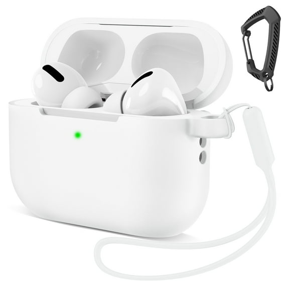 GALAPROX Compatible with AirPods Pro 3 Case with Keychain/Hand Strap, Pro 3rd Generation[2025] Silicone Protective Shockproof Headphone Cover Support Wireless Charging-White