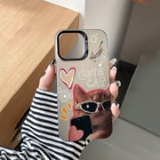 GALAPROX Cool Cat Phone Case for iPhone 16 Pro, Cute Lovely Pet Case for Gils Boys Women Man