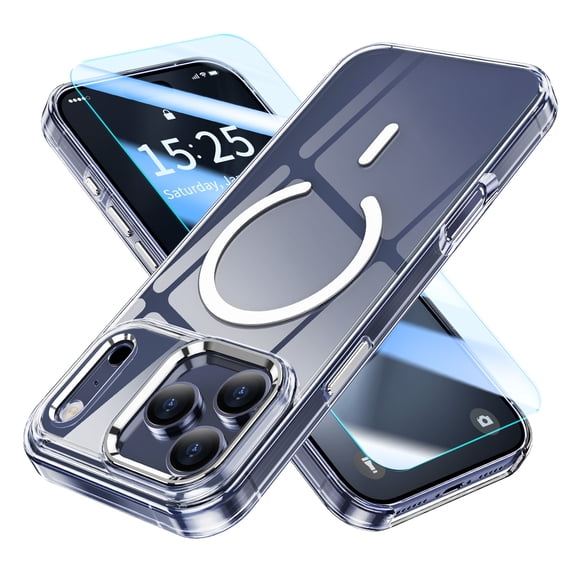 GALAPROX Magnetic Clear Compatible with iPhone 17 Pro Max Case[2025], Never Yellow Transparent Protective Cover 6.9'' Compatible with MagSafe with Screen Protector-Clear