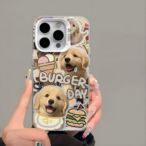 GALAPROX Puppy Stickers Cute Case for iPhone 16 Pro Max, Lovely Pet Dogs Pattern for Gils Women