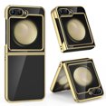 thumbnail image 1 of GALAPROX Samsung Galaxy Z Flip 5 Case, Clear Slim Lightweight Electroplated Frame Cover -Gold, 1 of 6