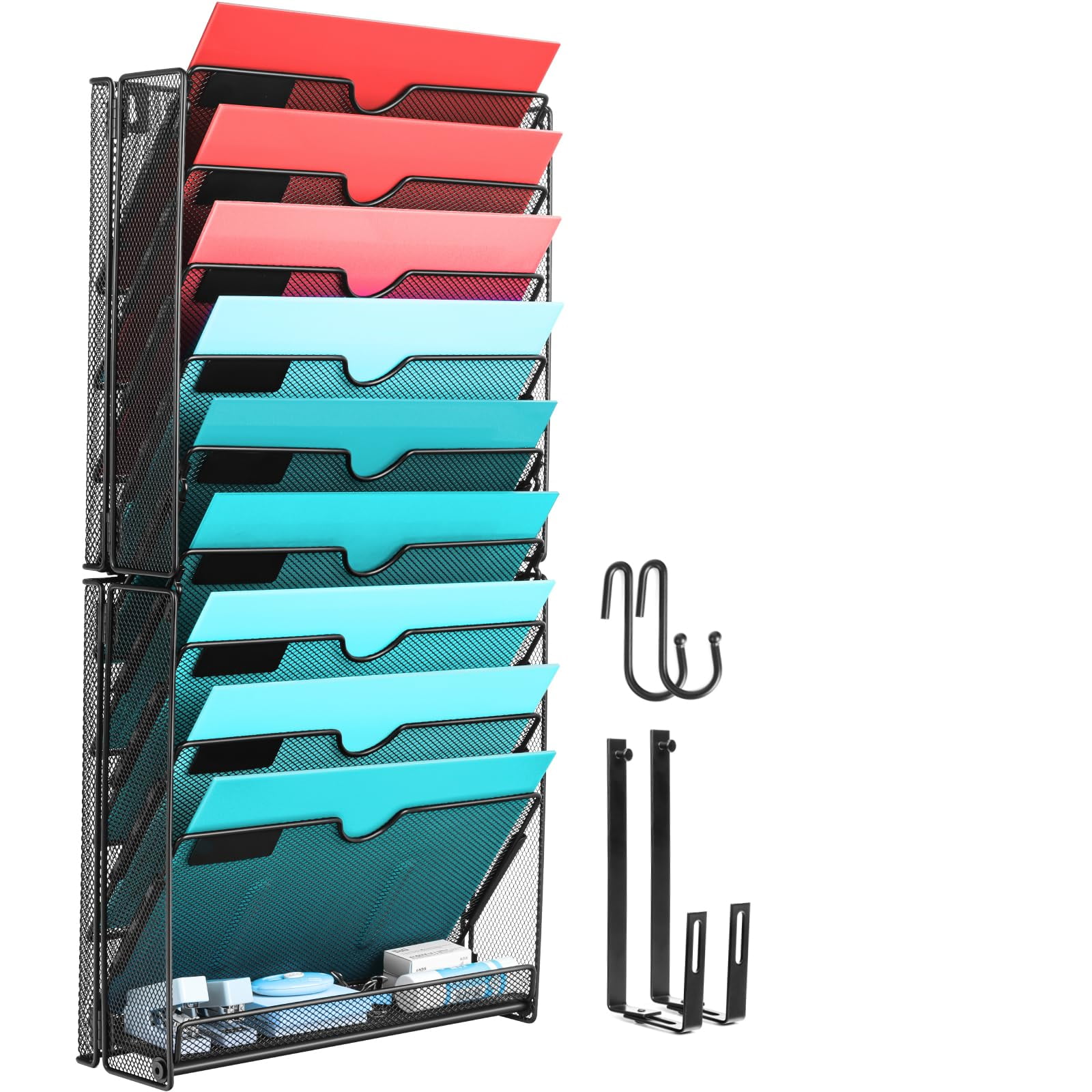 GALASALA Wall File Organizer, 10 Pockets Mesh Hanging File Organizer ...