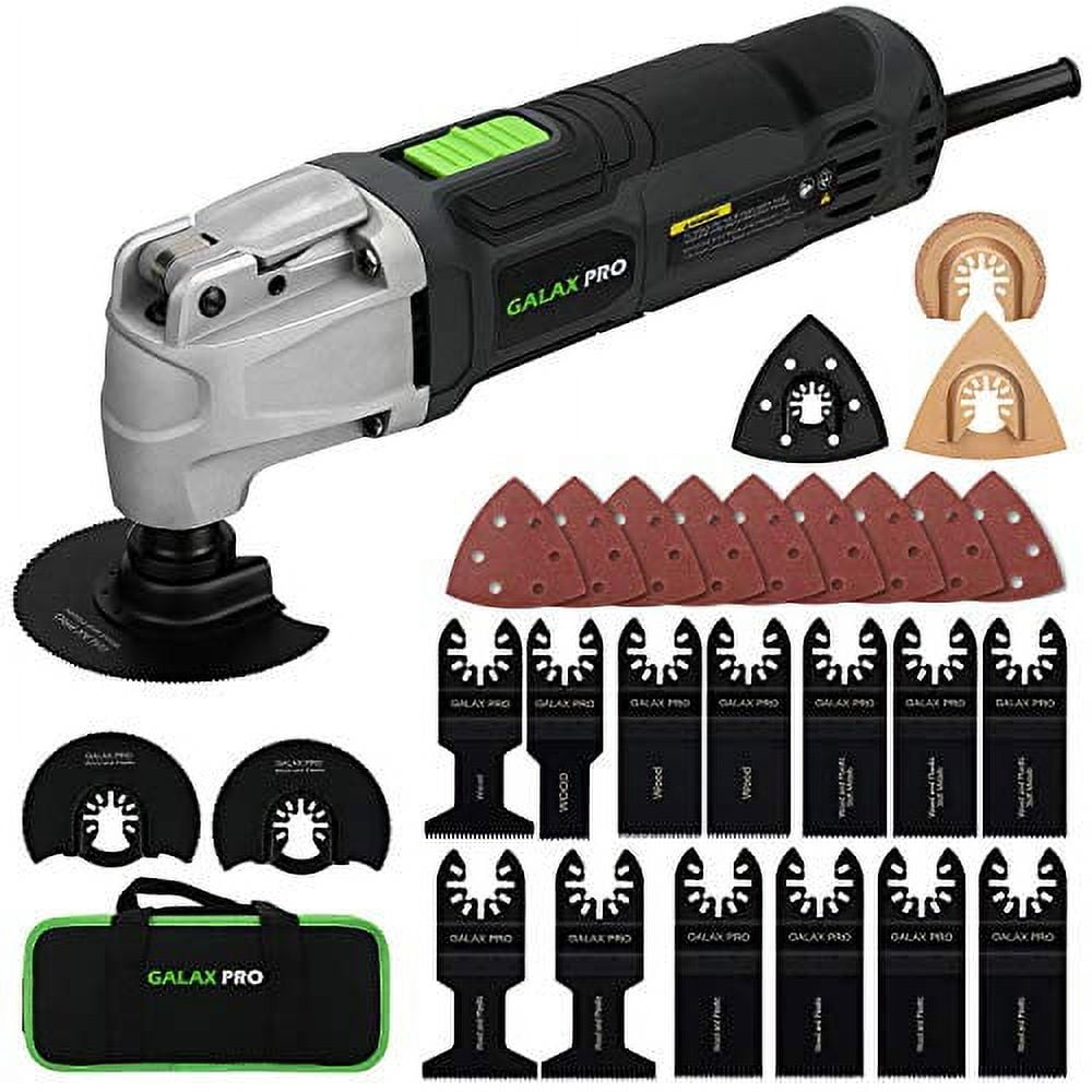 GALAX PRO 2.4Amp Variable Speed Oscillating Multi-Tool Kit with Quick-Lock  accessory change, Oscillating Angle:3°, 28pcs Accessories and Carry Bag 