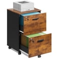 thumbnail image 1 of GALAXHERO 2 Drawer Filing Cabinet with Lock, Wooden Printer Stand with Storage for Home Office, Mobile Locking file Cabinet Fits Letter/A4 Hanging Files, Rustic Brown, 1 of 8