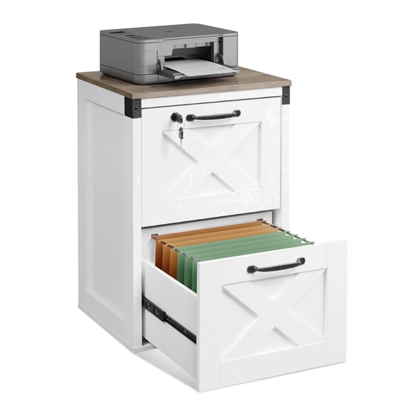 GALAXHERO 2 Drawer File Cabinet with Lock and Key, Wood Filing Cabinet for Home Office, File Cabinet Organizer, FSC-Certified Office Storage Cabinet, White