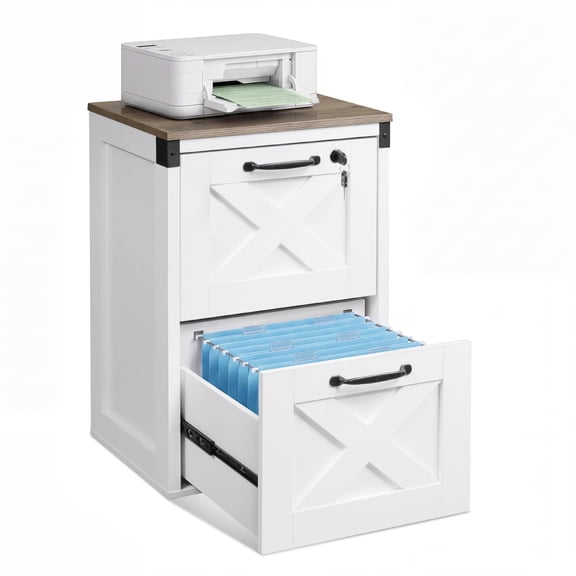 GALAXHERO 2 Drawer File Cabinet with Lock and Key, Wood Filing Cabinet for Home Office, File Cabinet Organizer, FSC-Certified Office Storage Cabinet, White