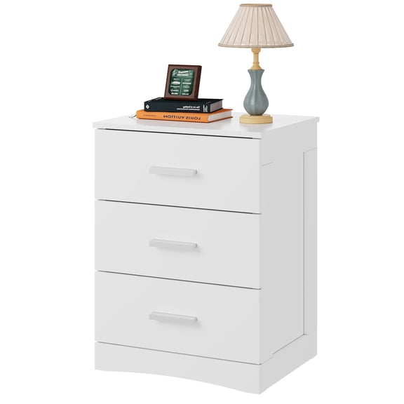 GALAXHERO 3 Drawer Nightstand, Small Night Stand with Storage Cabinets, Wooden Bedside Table End Table for Bedroom, Living Room, White
