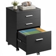 thumbnail image 1 of GALAXHERO Wood Rolling File Cabinet with 3 Drawers(Widen), Portable Vertical Mobile Wooden Storage Filing Cabinet, for Home Office, Black, 1 of 9