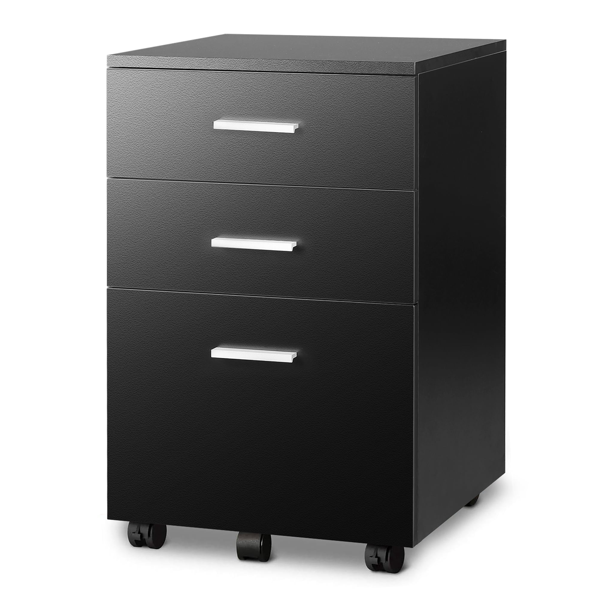 GALAXHERO 3-Drawer Wood Mobile Filing Cabinet, Rolling File Cabinet for Home Office, Fits Letter/A4 Size, Printer Stand, Black