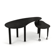 GALAXHERO 360 Degree Rotating Coffee Table with Wood Grain Veneer Top, Nesting Cocktail Table with Slide-Out Side Table, Solid Rubberwood Legs for Living Room & Department, Black