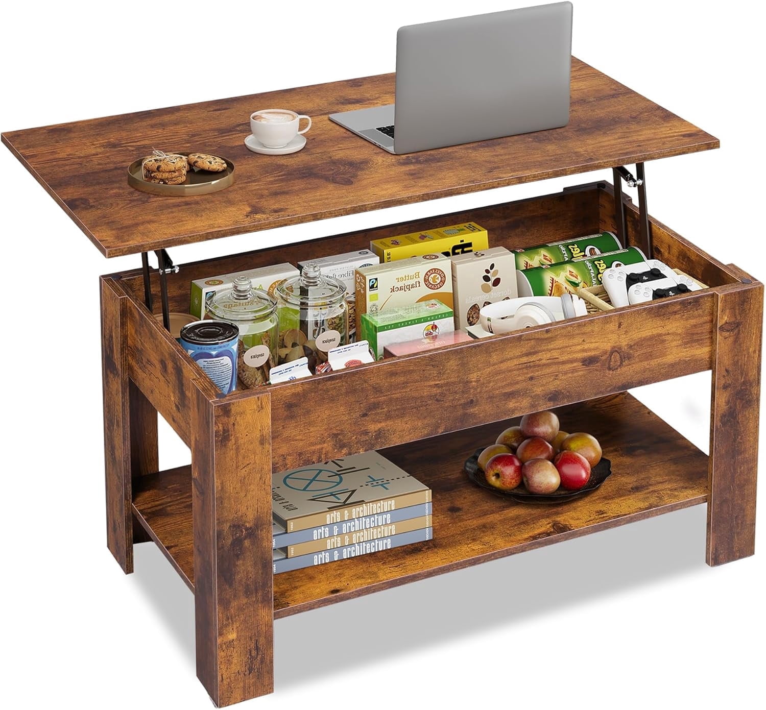 GALAXHERO 39" Lift Top Coffee Table with Storage Shelf & Hidden ...