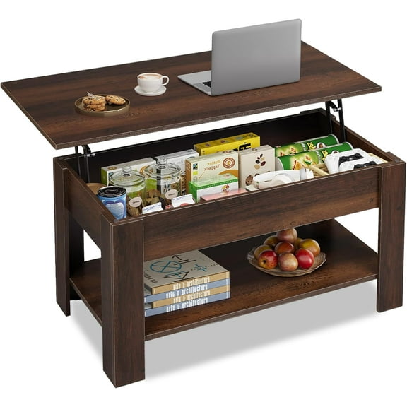 GALAXHERO 39" Lift Top Coffee Table with Storage Shelf & Hidden Compartment and Lifting Top for Home Living Room Office and Reception Room Espresso