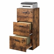 GALAXHERO 3 Drawer File Cabinet with Lock, Small Vertical Wood Office Cabinet for Home Office, Lockable Filing Cabinet Fits Letter/A4, Rustic Brown