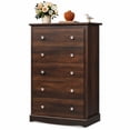 thumbnail image 1 of GALAXHERO 5 Drawer Dresser for Bedroom, Retro Wood Chest of Drawers, Tall Dresser with Round Metal Handle for Living Room, Hallway, Closet, Rustic Brown, 1 of 10