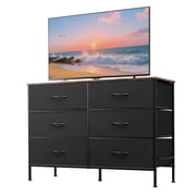GALAXHERO 6-Drawer Fabric Dresser, 50-Inch TV Stand Wide Chest of Drawers for Bedroom, Closet, Living Room, Black