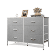 thumbnail image 1 of GALAXHERO 6-Drawer Fabric Dresser, 50-Inch TV Stand Wide Chest of Drawers for Bedroom, Closet, Living Room, Light Grey, 1 of 7