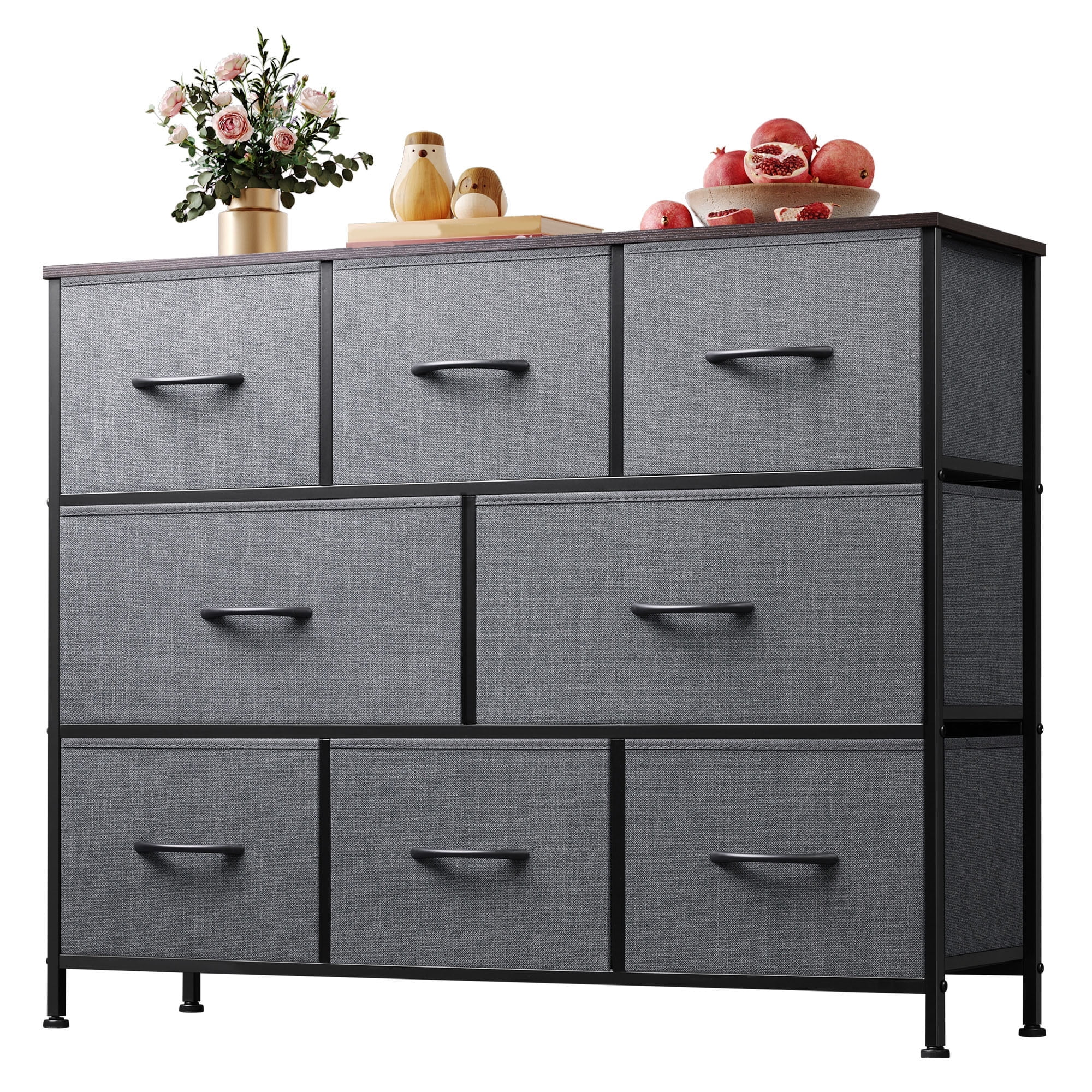 GALAXHERO 8 Drawer Dresser, Fabric Storage Unit for Bedroom, Large Drawer Chest for Entryway & Living Room, Dark Grey, 59" x 30" x 16"