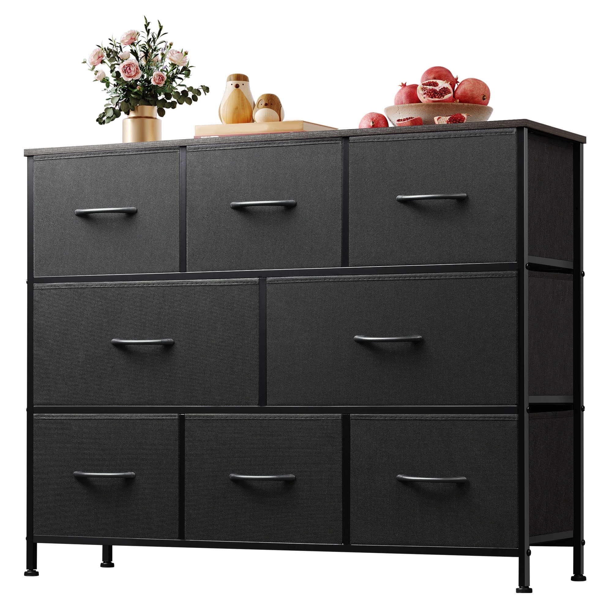 GALAXHERO 8 Drawer Dresser for Bedroom, Fabric Storage Unit, Large Drawer Chest for Entryway & Living Room, Black, 59" x 30" x 16"