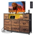 thumbnail image 1 of GALAXHERO 8-Drawer Large Dressers for Bedroom, TV Stand for 55'' TV with Charging Station and LED Lights, Rustic Brown Wood Grain Print, 1 of 8