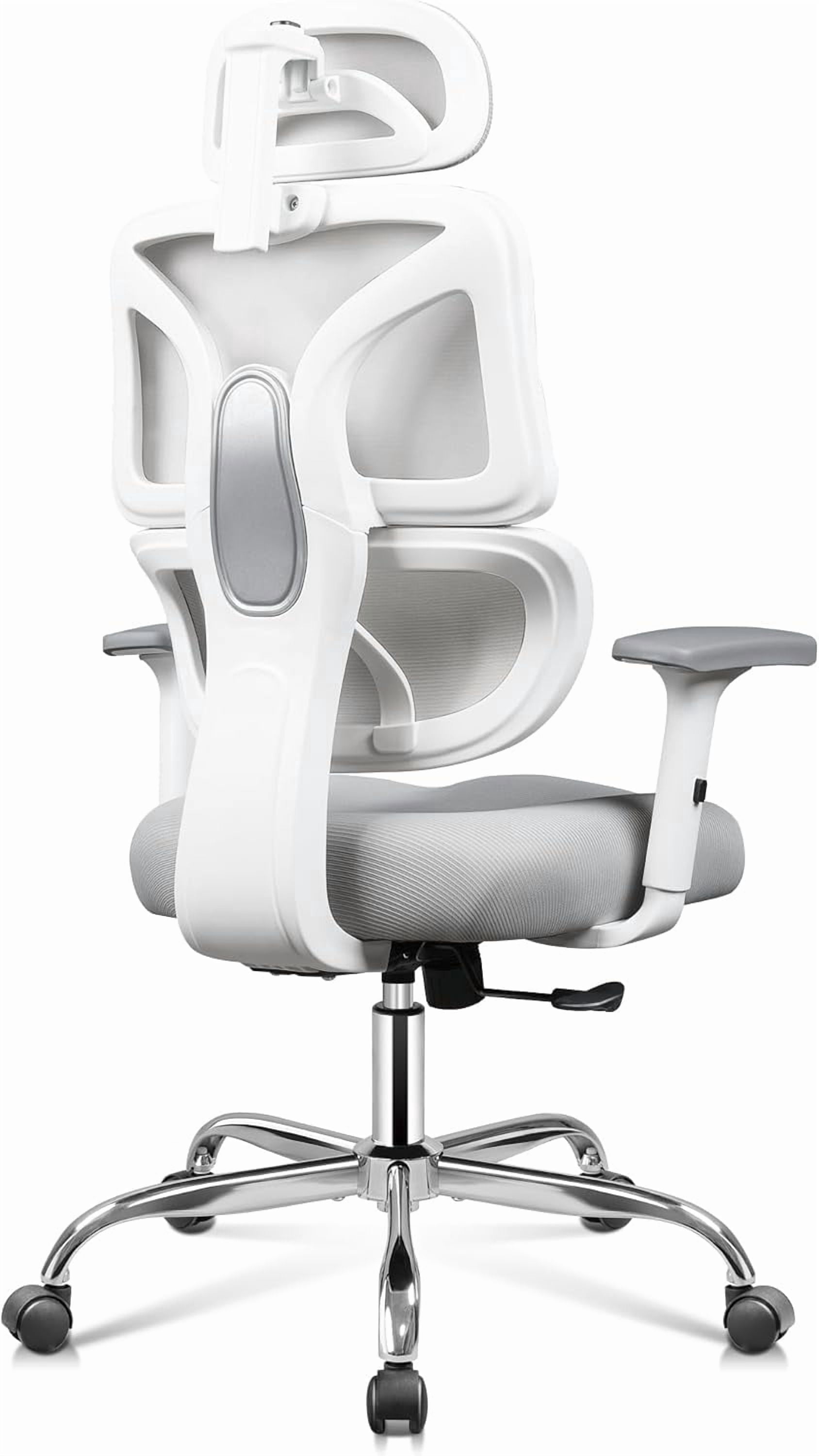 GALAXHERO Big and Tall Ergonomic Office Chair, Reclining Desk Chair for Long Hours with Adjustable Armrests & Lumbar Support, Breathable Mesh, White