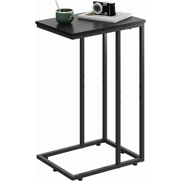 GALAXHERO C-Shaped End Table Small Side Table for Couch Sofa C Table for Living Room, Bedroom Black