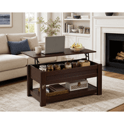 GALAXHERO 39" Lift Top Coffee Table with Hidden Storage and Storage Shelf Lift Up Coffee Table for Living Room Red-Brown