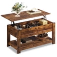 thumbnail image 1 of GALAXHERO Coffee Table, 39" Lift Top Coffee Table with Hidden Storage and Storage Shelf for Living Room, Rustic Brown, 1 of 9