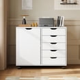 thumbnail image 1 of GALAXHERO 5-Drawer Storage Cabinet, Mobile Printer Stand Filing Cabinet for Home Office, Wood File Cabinet, White, 1 of 10