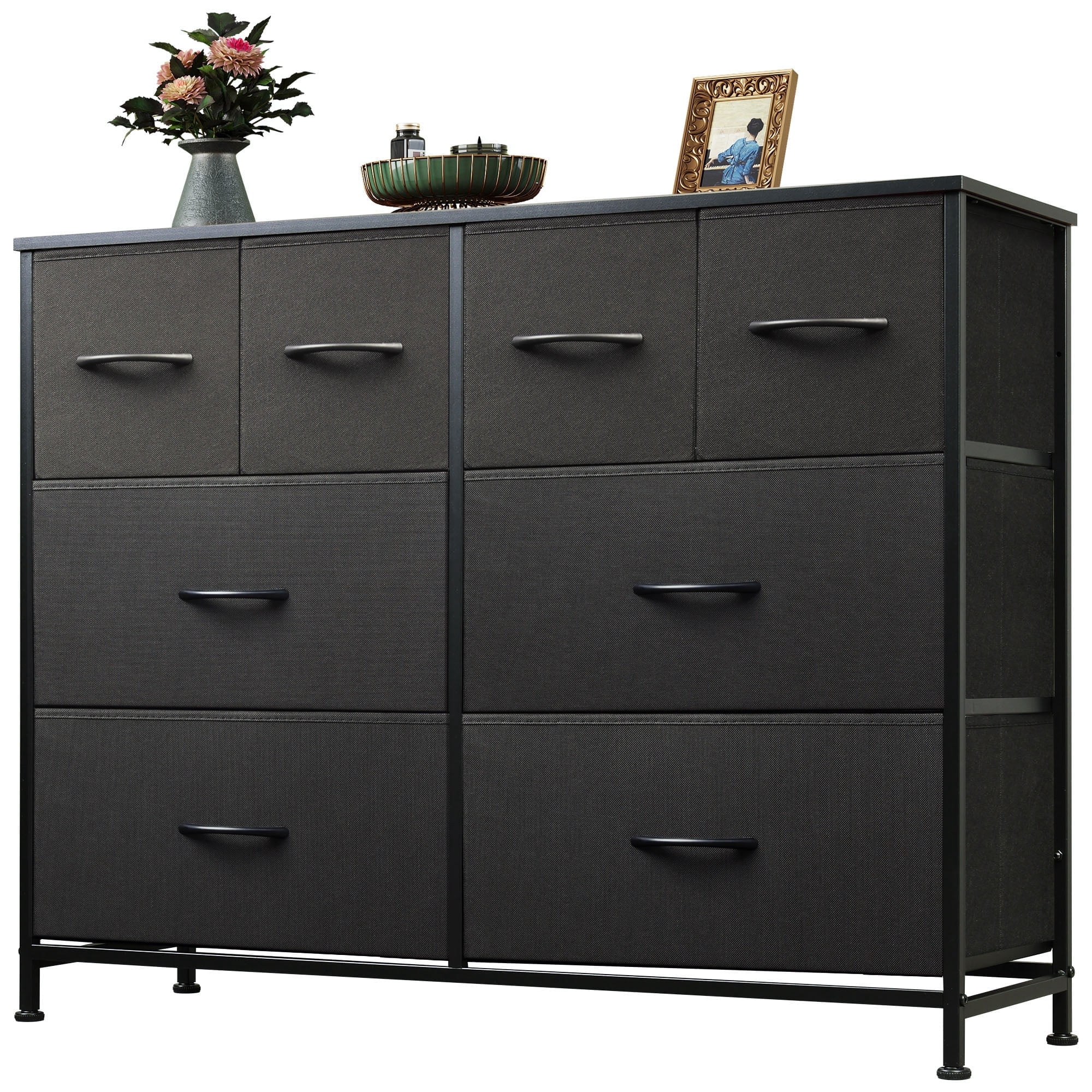 GALAXHERO 8 Drawers Dresser for Bedroom, Wide Fabric Storage Chest Drawers for Closet, Entryway, Black