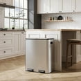thumbnail image 1 of GALAXHERO Dual Compartment Garbage Cans, Stainless Steel Kitchen Trash Can with Handles, Soft-Close Lid, Deodorizing Filter Box, 2 x 8 Gallon, Silver, 1 of 5