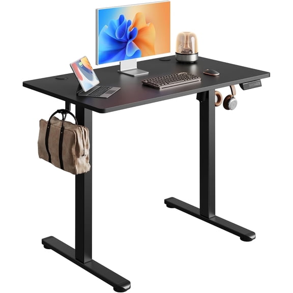 GALAXHERO Electric Standing Desk - 48" x 24" Whole Piece Desktop, Adjustable Height Computer Desk for Home Office, 3 Memory Settings Sit Stand Up Workstation, Black