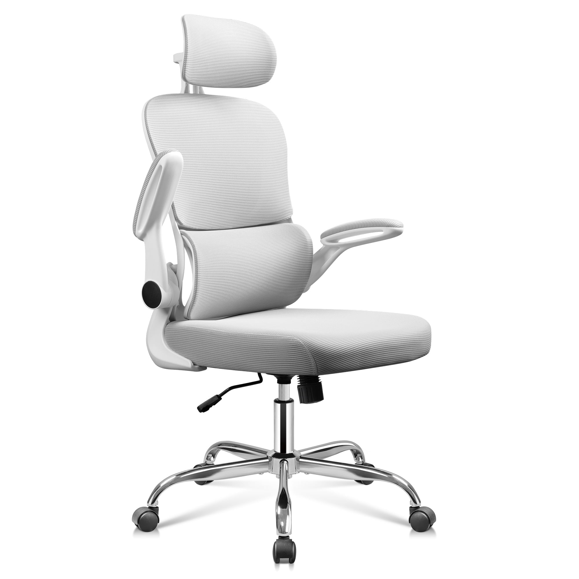GALAXHERO Ergonomic High Back Mesh Office Chair, Swivel Desk Chair with Lumbar Support & Flip-up Armrests for Home Office Use, Breathable Mesh, White