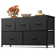 thumbnail image 1 of GALAXHERO 5-Drawer Dressers for Bedroom, Wide Chest of Drawers Nightstand Storage Tower with Fabric Bins for Closet, Living Room, Hallway, Charcoal Black, 1 of 9