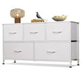 thumbnail image 1 of GALAXHERO 5-Drawer Dressers for Bedroom, Wide Chest of Drawers Nightstand Storage Tower with Fabric Bins for Closet, Living Room, Hallway, White, 1 of 10