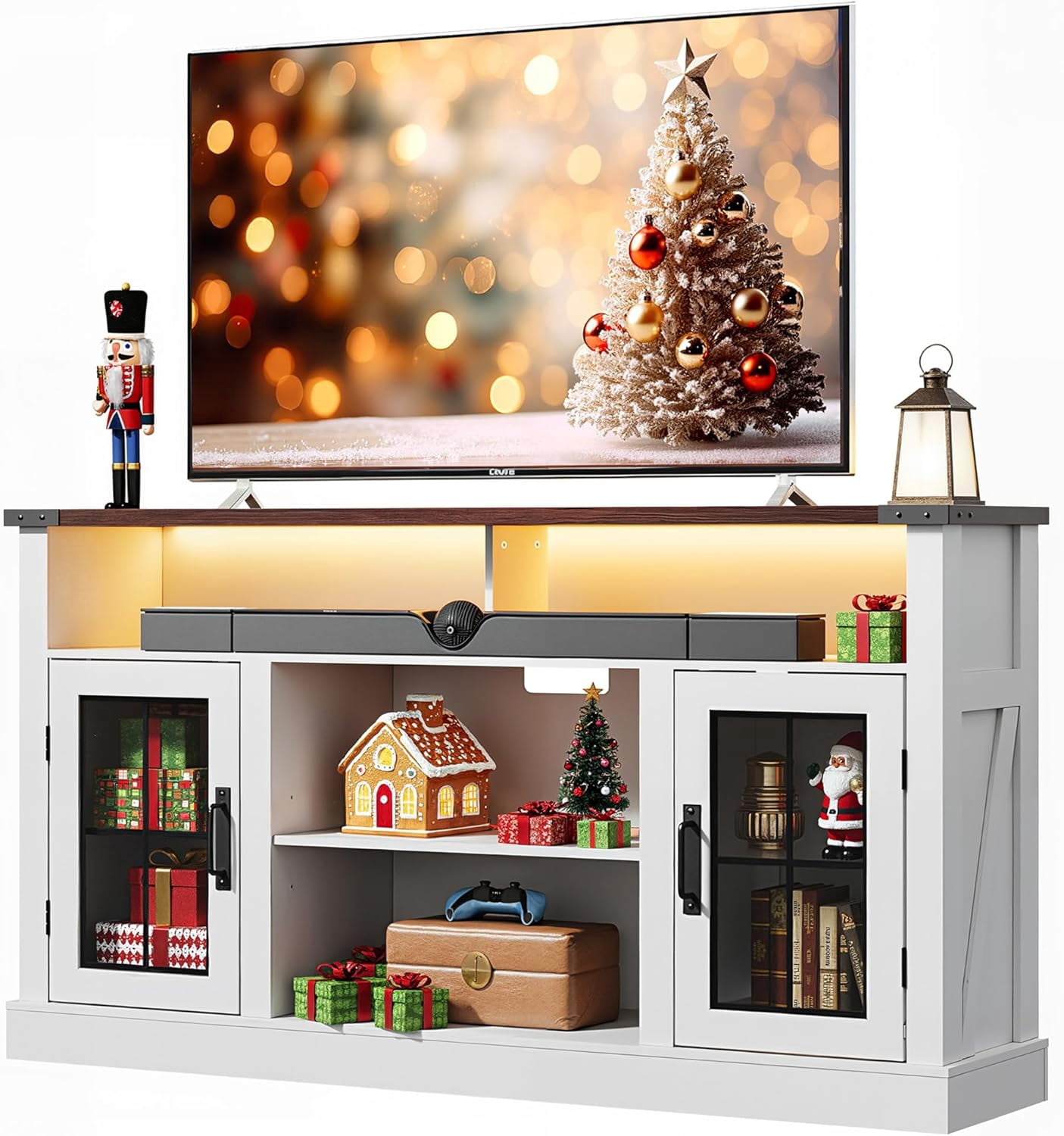 GALAXHERO Farmhouse TV Stand Tall Entertainment Center for 65 Inch TV ...