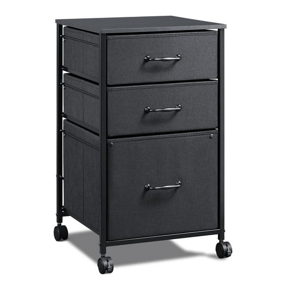 GALAXHERO 3 Drawers Mobile File Cabinet, Desk Table Cabinet Fits A4/Letter Size, Home Office Furniture, Black