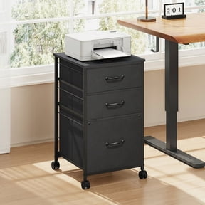 GALAXHERO File Cabinet with 3 Drawer, Rolling Filing Cabinets for Home Office, Fabric Vertical Printer Stand, Fits A4 or Letter Size, Black