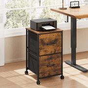 GALAXHERO 2 Drawer File Cabinet, Rolling Printer Stand Small Filing Cabinets for Home Office, Fabric Vertical File Cabinet Fits A4 or Letter Size, Rustic Brown Wood Grain
