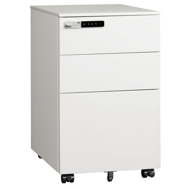 GALAXHERO Filing Cabinet 3-Drawer Metal File Cabinet with Combination Lock for Home Office, Fully Assembled Mobile Under Desk Storage (Except Wheels), White
