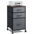 thumbnail image 1 of GALAXHERO 3 Drawer File Cabinet, Rolling Printer Stand Filing Cabinets for Home Office, Fabric Vertical File Cabinet Fits A4 or Letter Size, Rustic Brown, 1 of 10