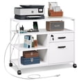 thumbnail image 1 of GALAXHERO Lateral File Cabinet, Locking Wood Filing Cabinet with Rolling Printer Stand and Open Storage Shelf for Home Office, White, 1 of 5