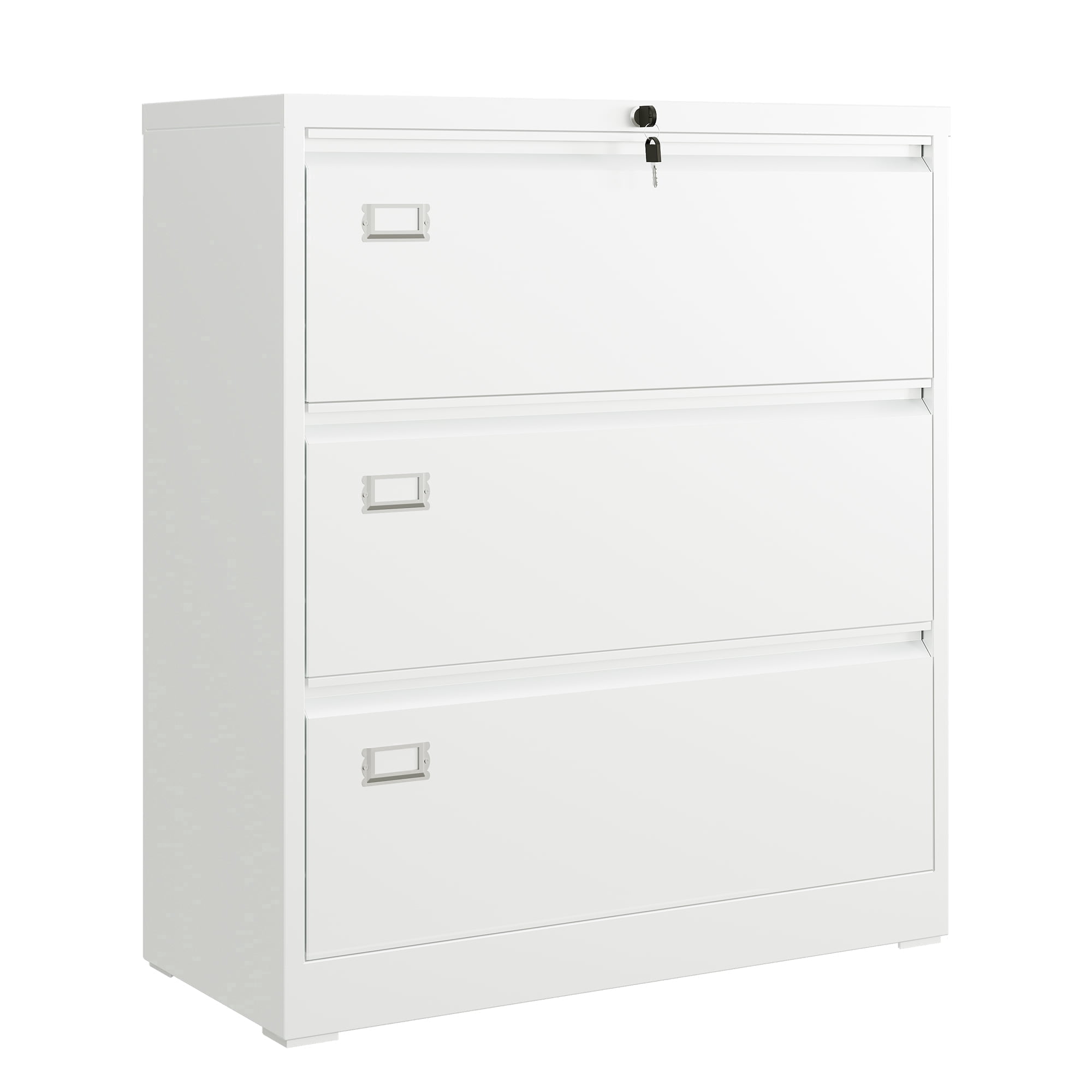 GALAXHERO Lateral File Cabinet with 3 Drawer, Metal Lockable Storage Cabinet for Home Office, Hanging Files Letter/Legal/F4/A4 Size, White