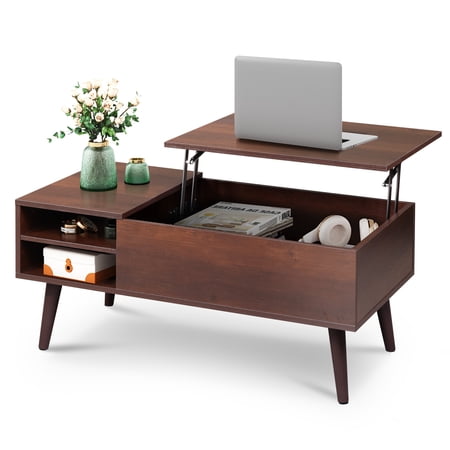 GALAXHERO Coffee Table with Removable Storage Shelves Lift Top Small Coffee Table for Living Room Espresso