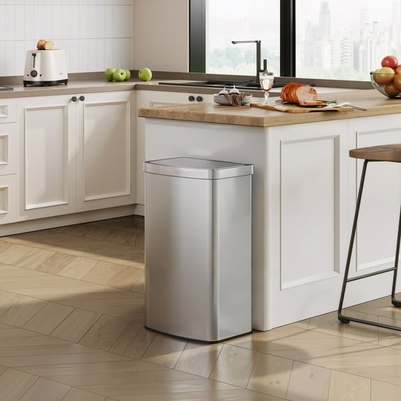 GALAXHERO Motion Sensor Trash Can, 16 Gallon Automatic Garbage Can, Touch Free High-Capacity Stainless Steel Waste Bin for Kitchen, Office