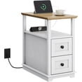 thumbnail image 1 of GALAXHERO Narrow Side Table with Charging Station Wooden End Table with 2 Drawers for Living Room, Bedroom, Small Space White, 1 of 7