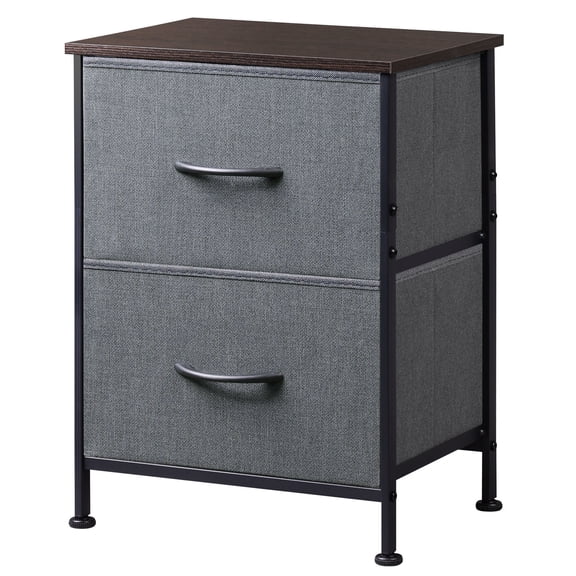 GALAXHERO Nightstand with 2 Drawers, Small Dresser for Closet, End Table with Fabric Bin, Bedside Table for Bedroom, Entryway, College Dorm, Dark Grey